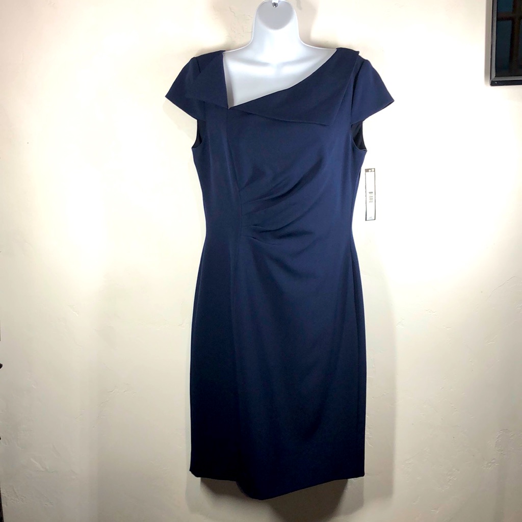 Nwt Tahari Navy Blue Career Dress Size 8